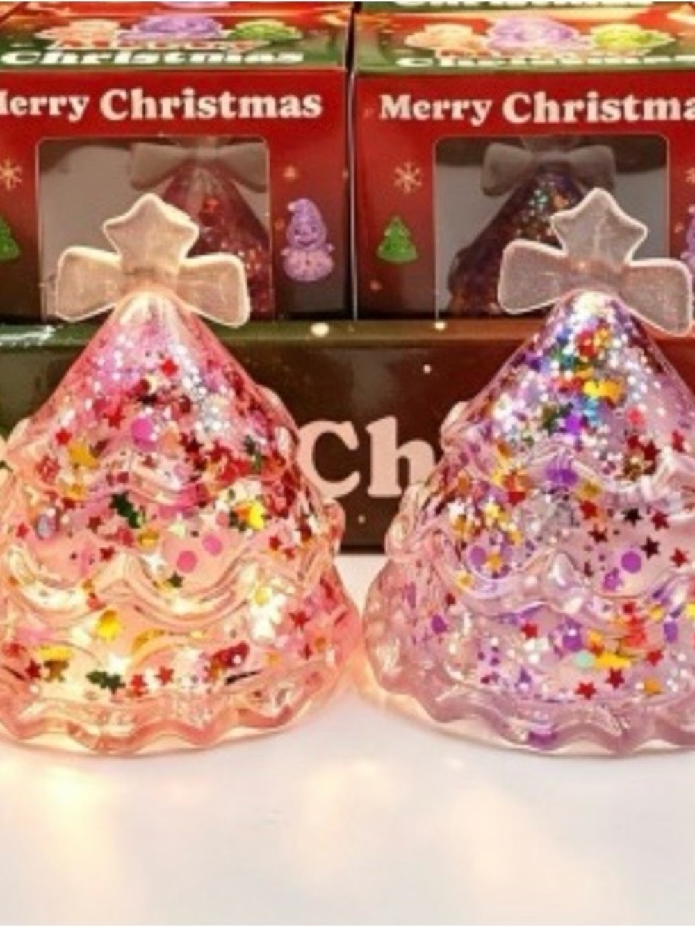 Festive Pink Glitter Christmas Tree Ornament - Unbranded